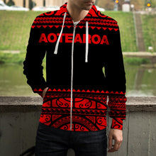 Load image into Gallery viewer, Maori New Zealand Zip Up Hoodie Red