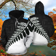 Load image into Gallery viewer, New Zealand Silver Fern  Hoodie Black White