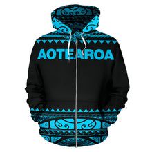 Load image into Gallery viewer, Maori New Zealand Zip Up Hoodie Blue
