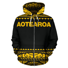 Load image into Gallery viewer, Maori New Zealand Zip Up Hoodie Yellow