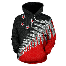 Load image into Gallery viewer, New Zealand Silver Fern  Hoodie Black Red