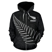 Load image into Gallery viewer, Silver Fern Rugby Zip Up Hoodie