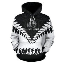 Load image into Gallery viewer, New Zealand Lest We Forget Hoodie Black White