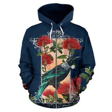 Load image into Gallery viewer, New Zealand Tui and Pohutukawa  Zip Up Hoodie by ByDesignByus for Men and Women