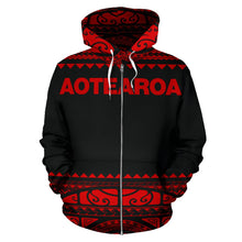 Load image into Gallery viewer, Maori New Zealand Zip Up Hoodie Red