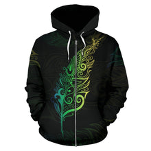 Load image into Gallery viewer, Light Silver Fern New Zealand  Zip Up Hoodie by ByDesignByus for Men and Women