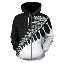 Load image into Gallery viewer, New Zealand Silver Fern  Zip Up Hoodie Black White