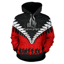 Load image into Gallery viewer, New Zealand Lest We Forget Hoodie Black Red front