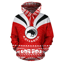 Load image into Gallery viewer, Maori Aotearoa Silver Fern Hoodie Red -  Medal Version