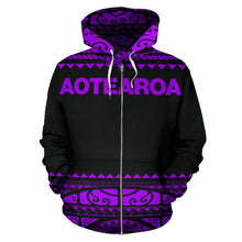Load image into Gallery viewer, Maori New Zealand Zip Up Hoodie Purple