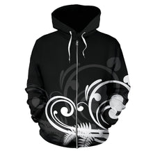 Load image into Gallery viewer, Silver Fern New Zealand  Zip Up Hoodie - Black by ByDesignByus for Men and Women