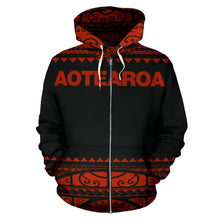 Load image into Gallery viewer, Maori New Zealand Zip Up Hoodie Orange Red