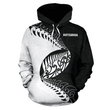 Load image into Gallery viewer, Aotearoa Rugby Fern Hoodie Black White front | Rugby New Zealand Hoodie