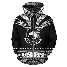 Load image into Gallery viewer, Maori Aotearoa Silver Fern Zip Up Hoodie White -  Medal Version