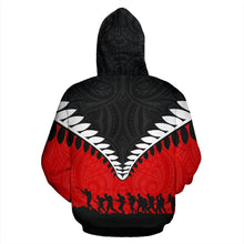 Load image into Gallery viewer, New Zealand Lest We Forget Zip Up Hoodie Black Red