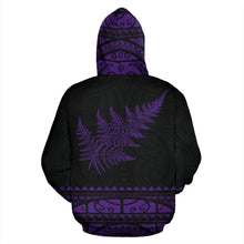 Load image into Gallery viewer, Maori Aotearoa Silver Fern Hoodie Violet -  Medal Version