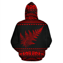 Load image into Gallery viewer, Maori New Zealand Zip Up Hoodie Red