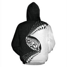 Load image into Gallery viewer, Aotearoa Rugby Fern Zip Up Hoodie Black White back