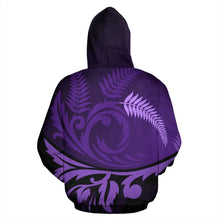 Load image into Gallery viewer, New Zealand Silver Fern Zip Up Hoodie Purple