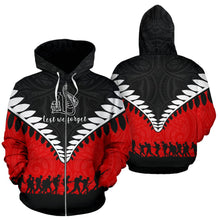 Load image into Gallery viewer, New Zealand Lest We Forget Zip Up Hoodie Black Red