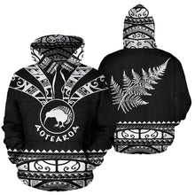 Load image into Gallery viewer, Maori Aotearoa Silver Fern Hoodie White -  Medal Version  