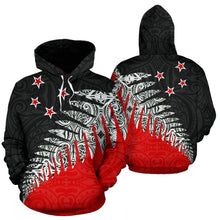 Load image into Gallery viewer, New Zealand Silver Fern  Hoodie Black Red