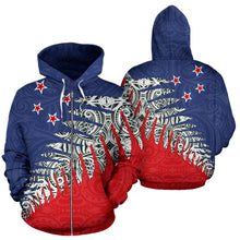 Load image into Gallery viewer, New Zealand Silver Fern  Zip Up Hoodie Red