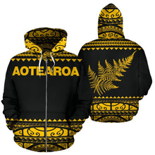 Load image into Gallery viewer, Maori New Zealand Zip Up Hoodie Yellow