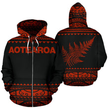 Load image into Gallery viewer, Maori New Zealand Zip Up Hoodie Orange Red