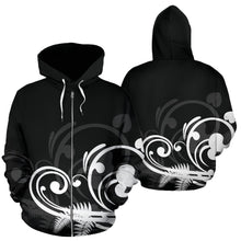 Load image into Gallery viewer, Silver Fern New Zealand  Zip Up Hoodie - Black by ByDesignByus for Men and Women