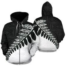Load image into Gallery viewer, New Zealand Silver Fern  Zip Up Hoodie Black White