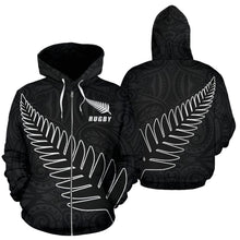 Load image into Gallery viewer, Silver Fern Rugby Zip Up Hoodie