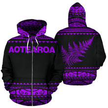 Load image into Gallery viewer, Maori New Zealand Zip Up Hoodie Purple