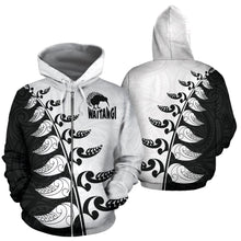 Load image into Gallery viewer, Happy Waitangi Day Zip Hoodie Black White