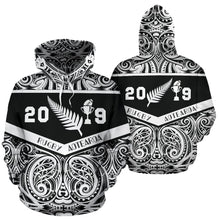 Load image into Gallery viewer, Aotearoa Rugby Win Hoodie Front and Black | New Zealand Hoodie