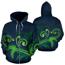 Load image into Gallery viewer, New Zealand Silver Fern Zip Up Hoodie Green