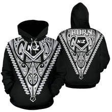 Load image into Gallery viewer, Born New Zealand Hoodie - Polynesian Tattoo  White by ByDesignByus for Men and Women