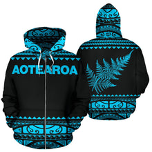 Load image into Gallery viewer, Maori New Zealand Zip Up Hoodie Blue